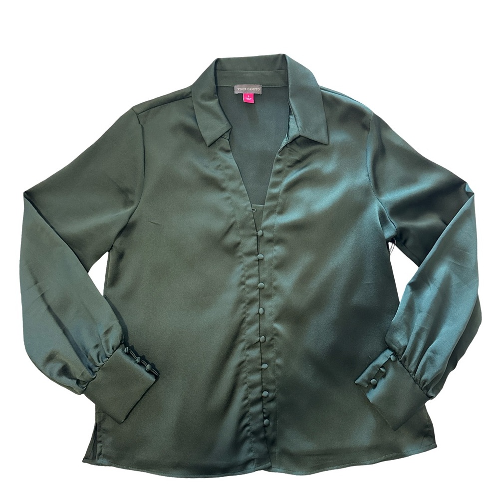 Vince Camuto Green Satin Blouse | NWT | Size S